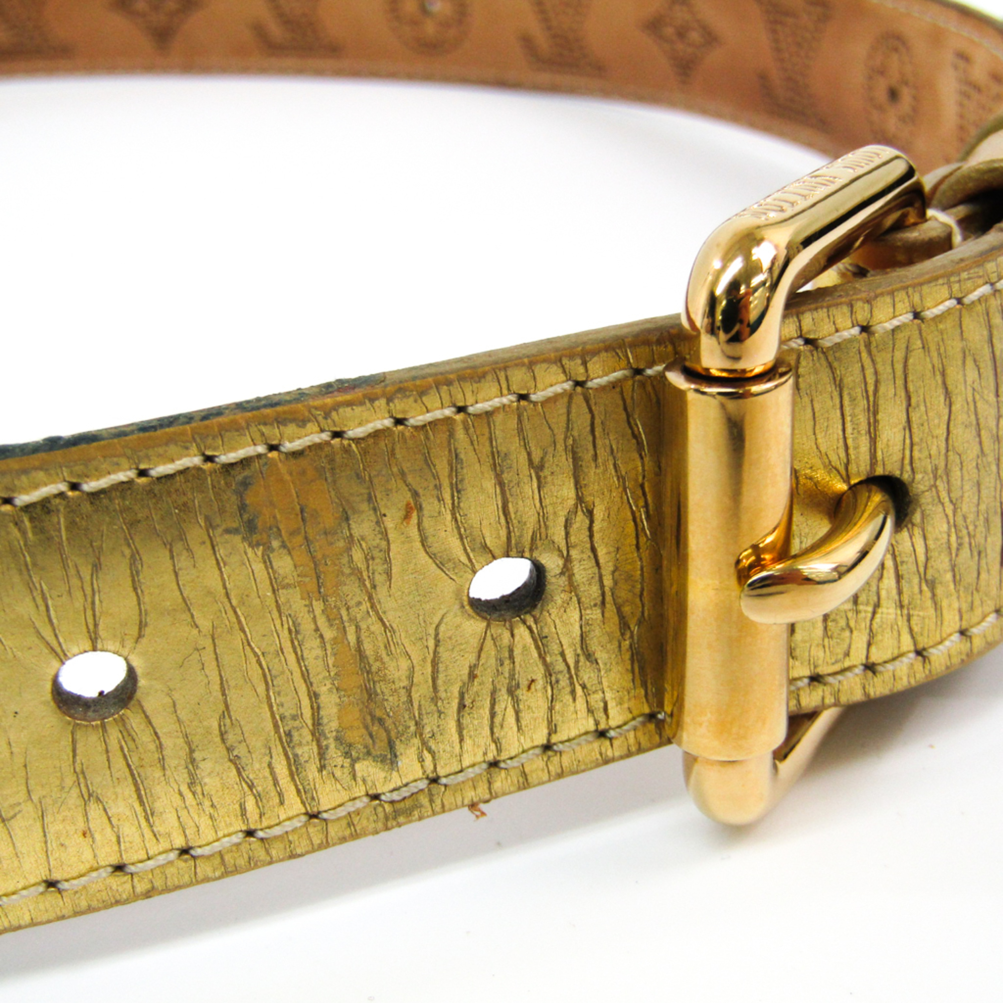 Louis Vuitton Saint Tulle Perfo Monogram Mahina M6930 Unisex Standard Belt Gold