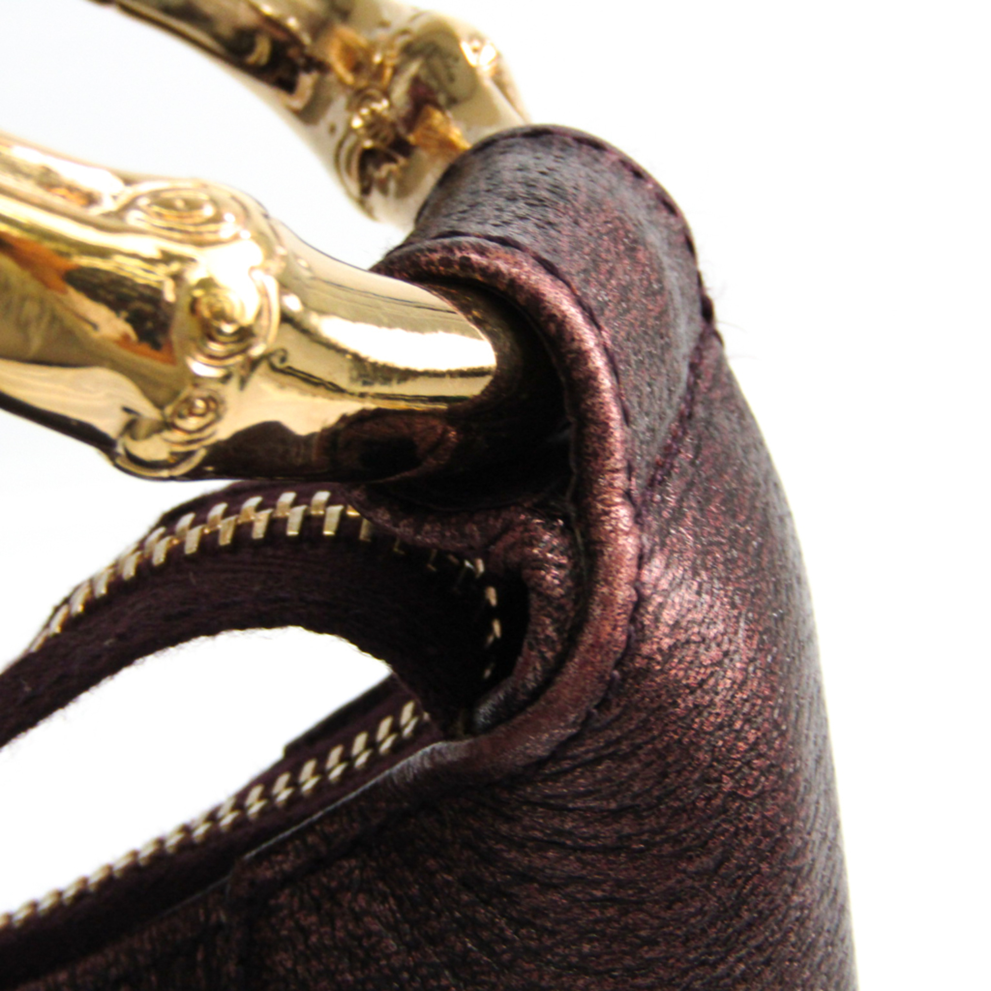 Gucci 131038 Women's Leather Shoulder Bag Metallic Purple