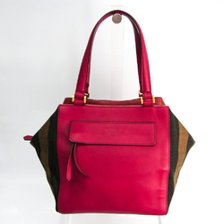 Fendi Pequin 8BN251 Women's Canvas,Leather Handbag Black,Brown,Pink