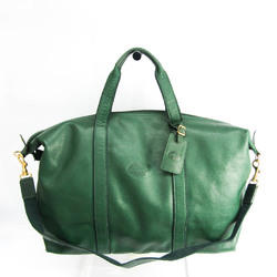 Longchamp Unisex Leather Boston Bag,Shoulder Bag Green