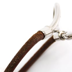 Hermes Jumbo Leather,Metal Bangle Brown,Silver