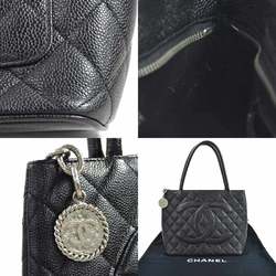 Chanel Handbag Tote Bag Matelasse Coco Mark Black Caviar Skin Silver Hardware CHANEL Ladies 98133f