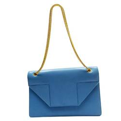 Saint Laurent SAINT LAURENT shoulder bag blue gold leather ladies h23968a