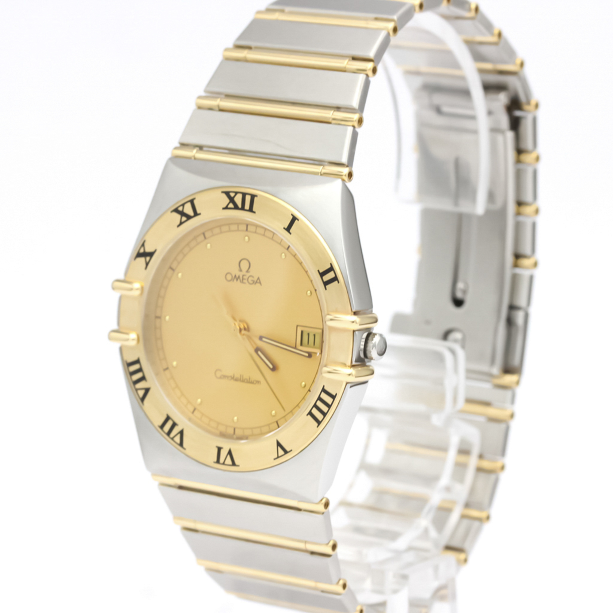 OMEGA Constellation 18K Gold Steel Quartz Mens Watch 396.1070