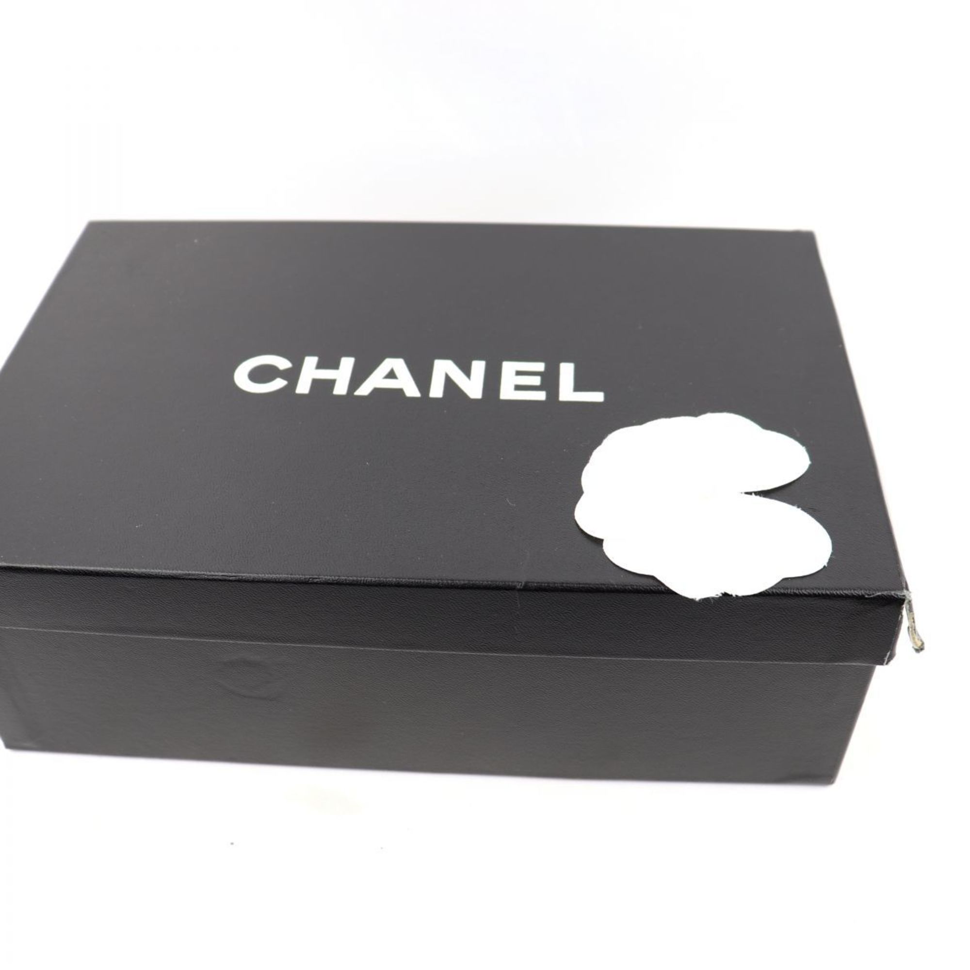 Chanel Leather Heel Pumps Beige x Black 35 Coco Mark Stitch Bicolor Ribbon Women's Shoes