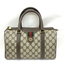 Gucci Sherry Line Boston Bag Handbag Leather Brown Green Red 247205 /NW10  Used