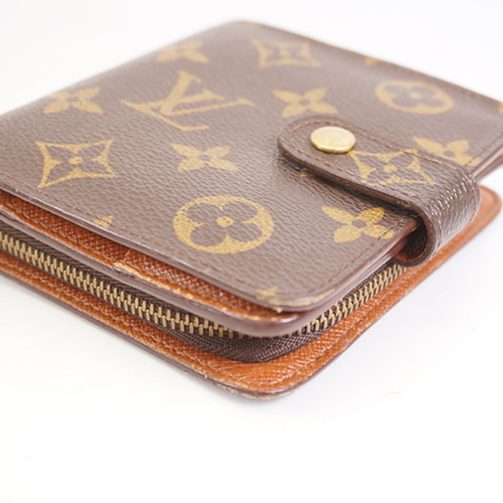 Authentic Louis Vuitton Monogram Compact Zip Bifold Wallet Purse M61667 LV  3235F
