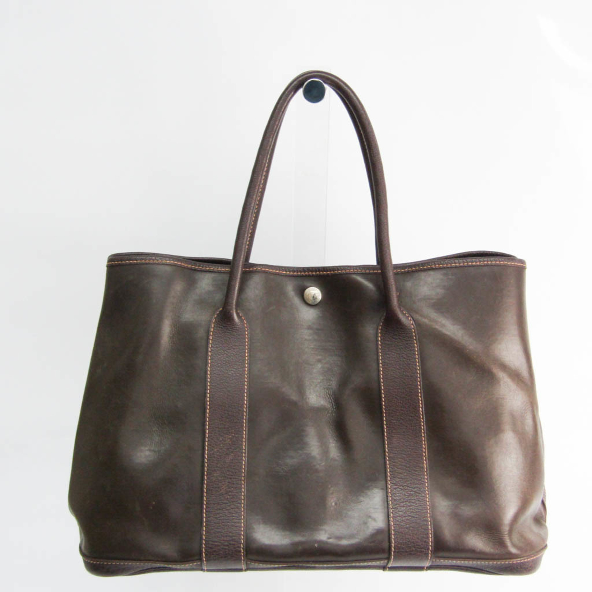 Hermes Garden Party PM Women's Amazonia Tote Bag Dark Brown