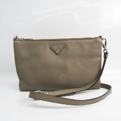 Prada VIT.DAINO BT0997 Women's Leather Shoulder Bag Grayish