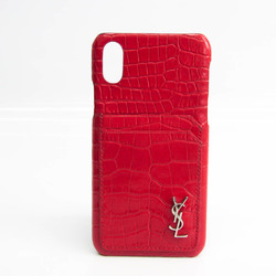Saint Laurent Leather Phone Skin For IPhone X Red Color
