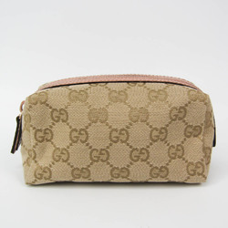 Gucci GG Canvas 29596 Women's GG Canvas,Leather Pouch Beige,Pink