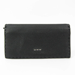 Fendi 7M0186 Unisex Leather Long Wallet (bi-fold) Black
