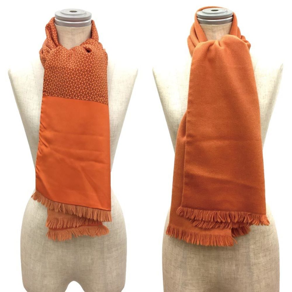 Hermès Hermes Orange Cashmere Silk Chain d'Ancre Reversible Stole