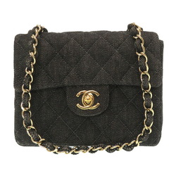 Chanel Denim Black Mini Matelasse 5th Gold Chain Shoulder Bag Coco Mark  Turn Lock