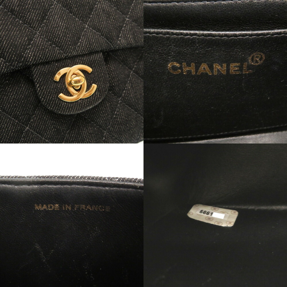 MIB 100%AUTH CHANEL 22P Black Denim Chanel Scripts Mini Flap Bag