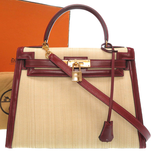 Hermes Kelly 28 box calf rouge ash/blue indigo/vert gold hardware [431]