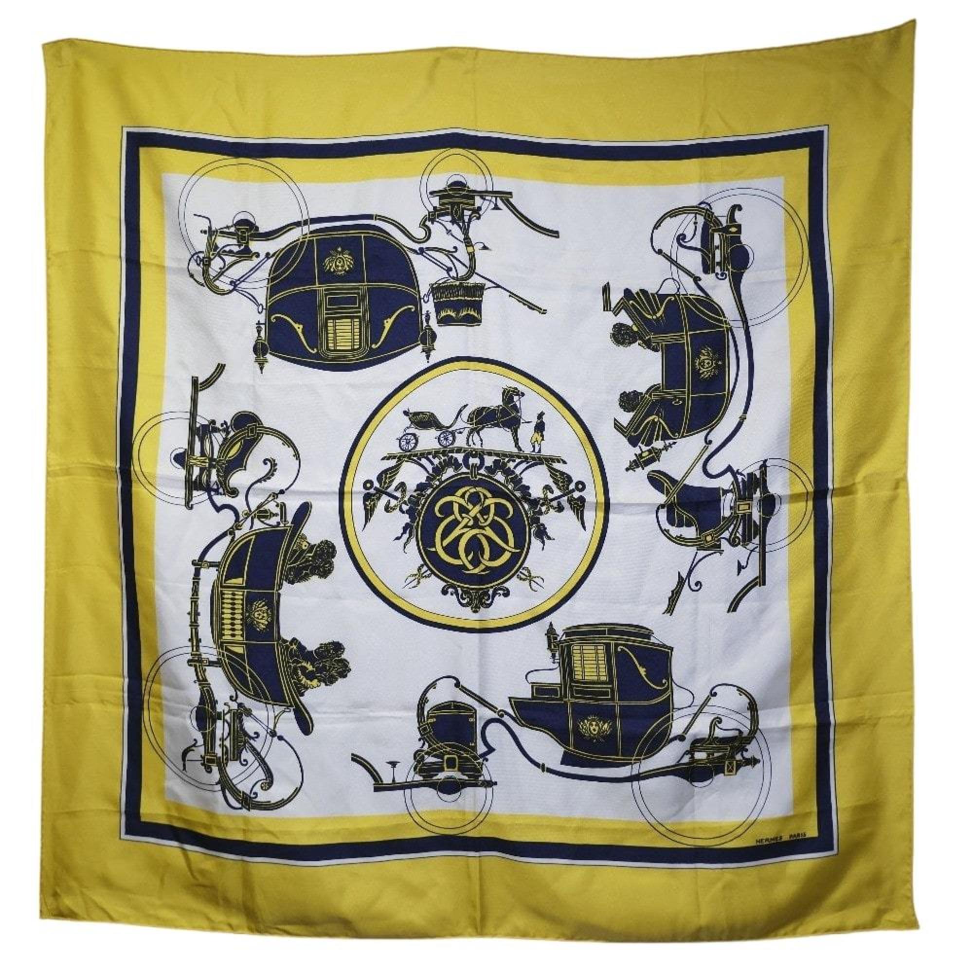 HERMES Hermes Scarf Carre 90 Silk Yellow Ladies