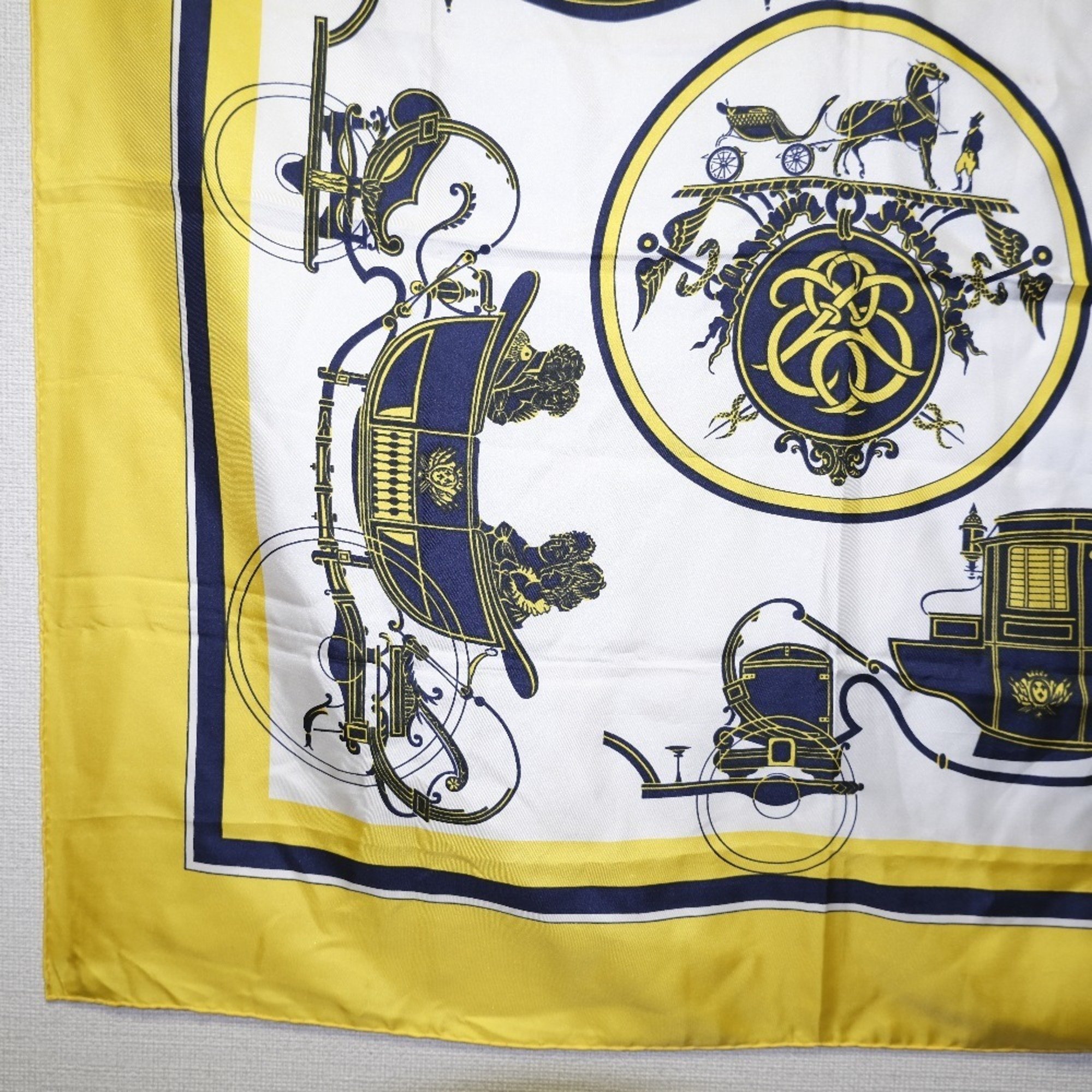 HERMES Hermes Scarf Carre 90 Silk Yellow Ladies