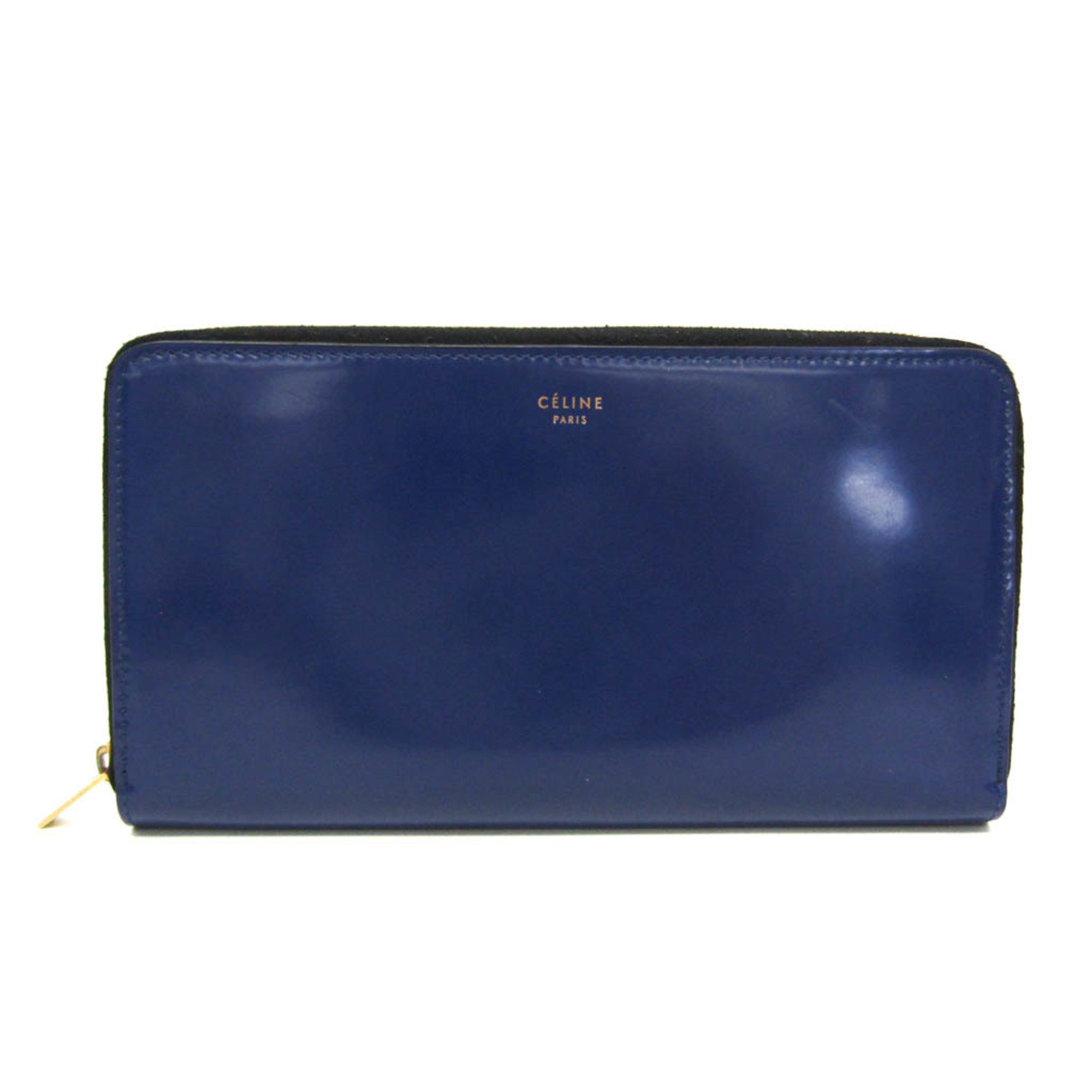 Celine Women's  Pasted Leather Long Wallet (bi-fold) Navy