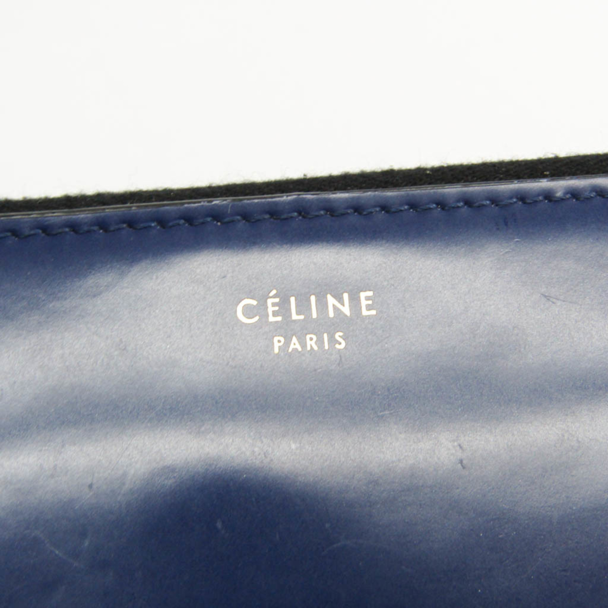 Celine Women's  Pasted Leather Long Wallet (bi-fold) Navy