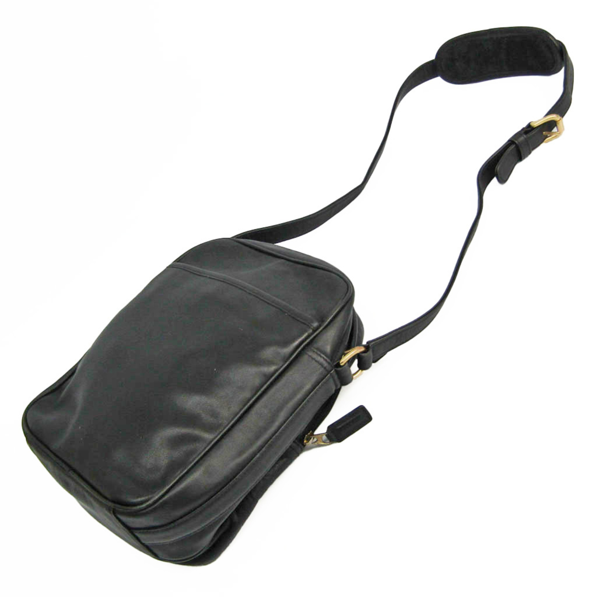 Coach 0593 Women's Leather Shoulder Bag Black