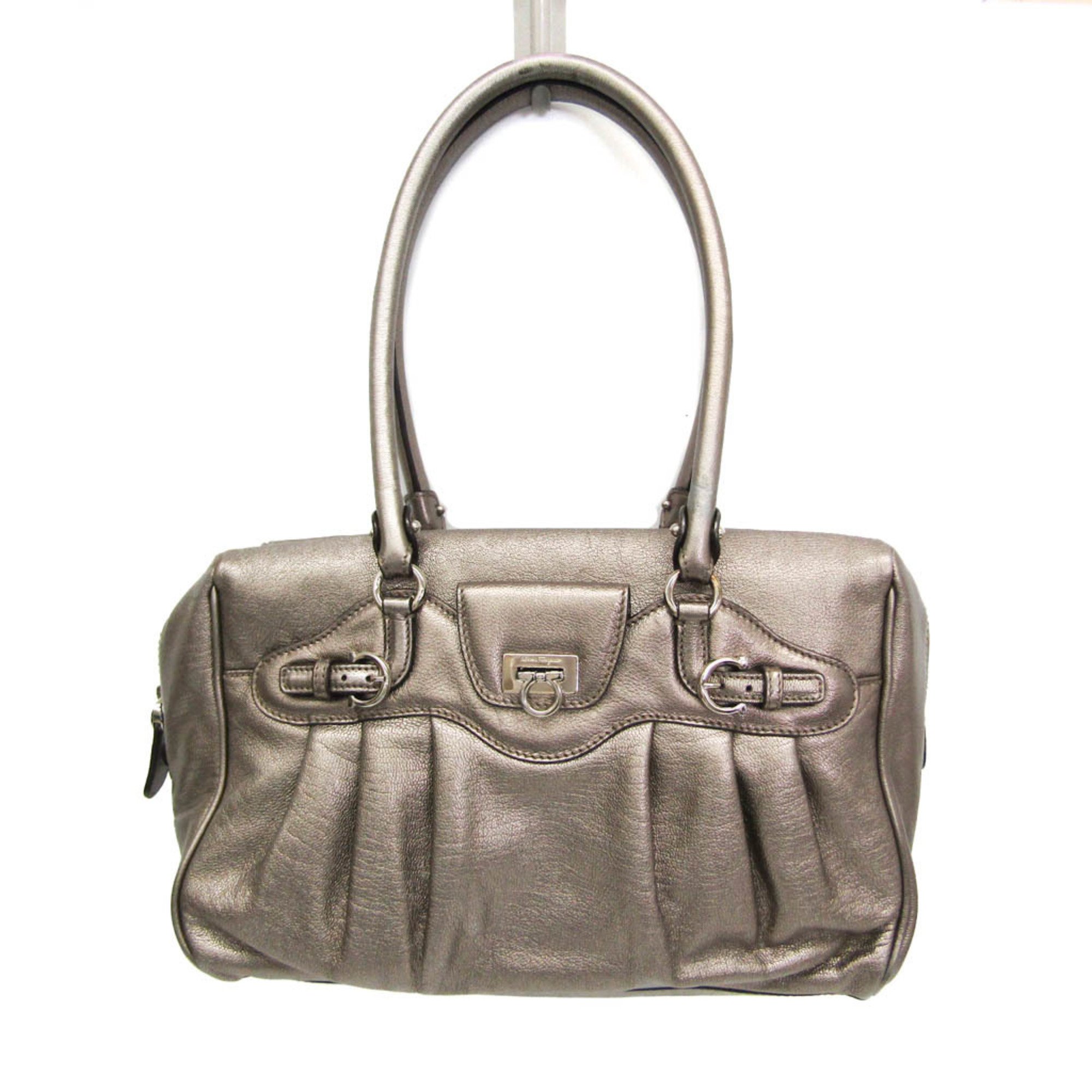 Salvatore Ferragamo Gancini DY21 6880 Women's Leather Handbag Bronze