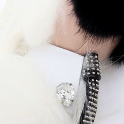 Fendi Karl Lagerfeld Karilto Fur Bag Charm White Black Silver Hardware Keychain Keyring