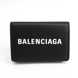 Balenciaga Everyday Mini 505055 Women's Leather Wallet (tri-fold) Black,White