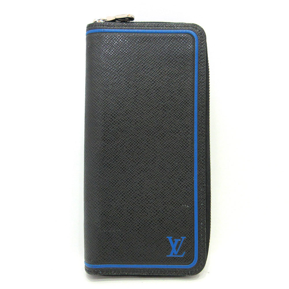 Louis Vuitton Zippy Wallet Vertical Black Blue Long Round Zipper