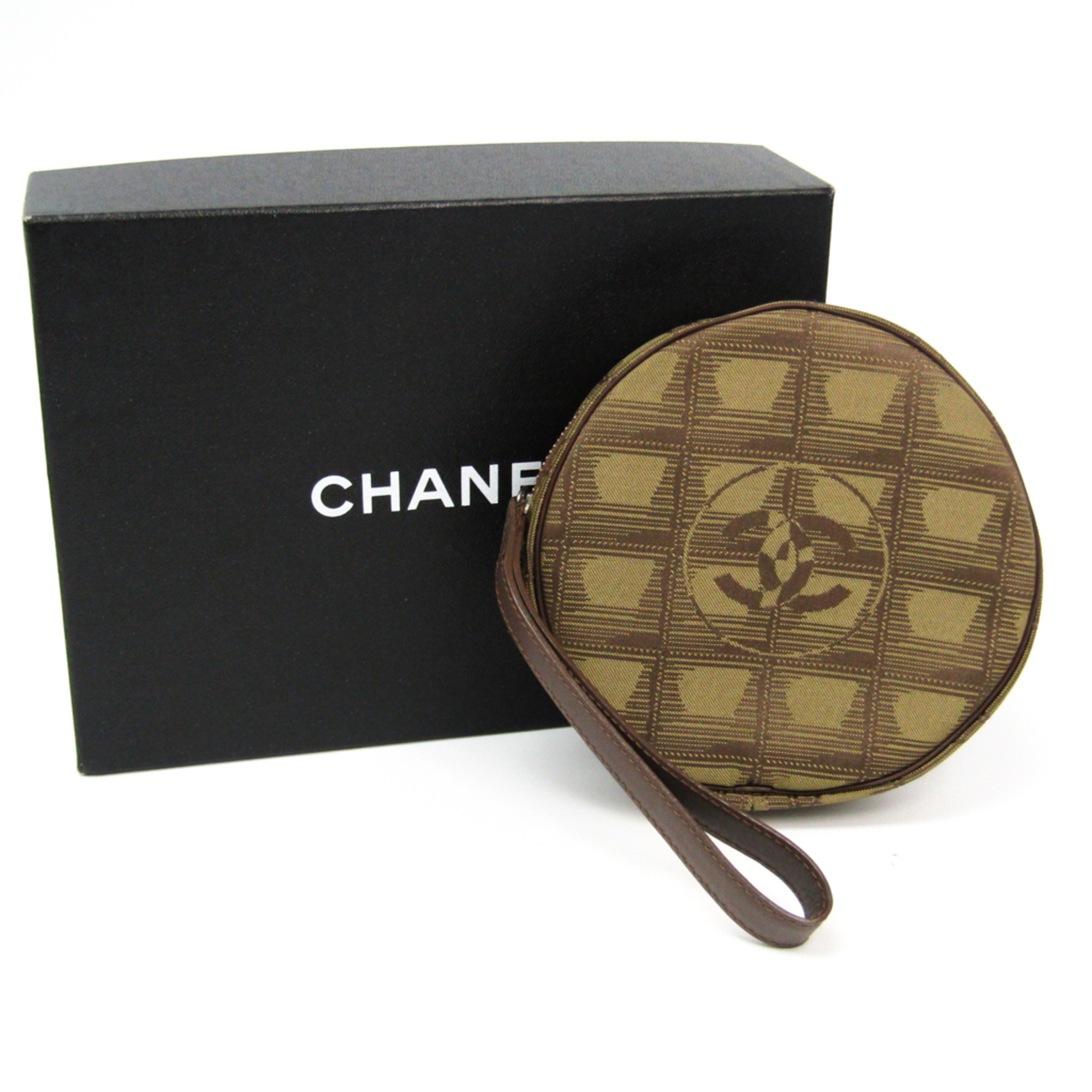 Chanel New Travel Line A17682 Women's Nylon,Leather Pouch Khaki