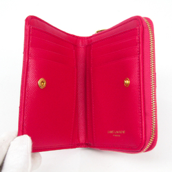 Saint Laurent 403723 Women's  Calfskin Wallet (bi-fold) Lipstick Fuchsia