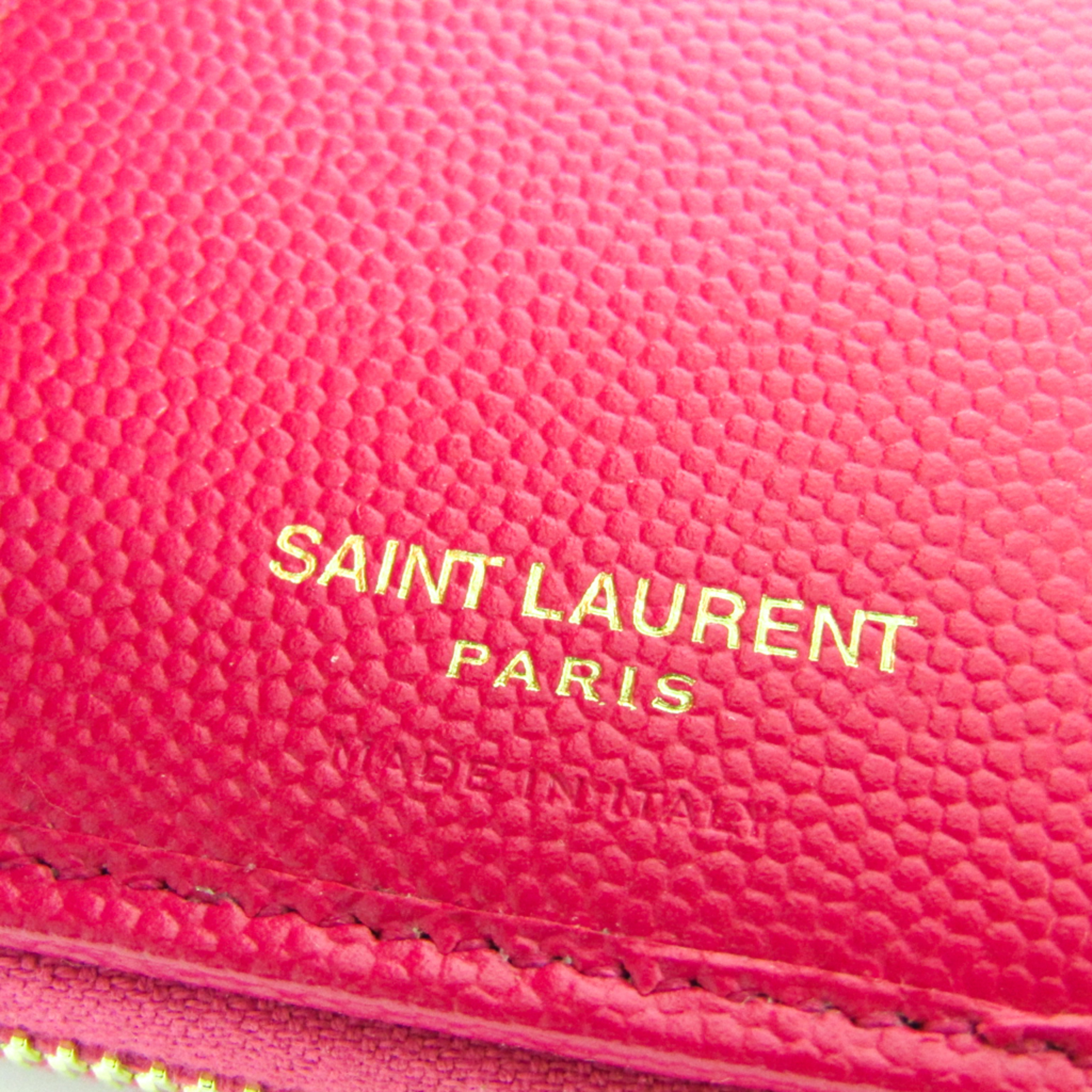 Saint Laurent 403723 Women's  Calfskin Wallet (bi-fold) Lipstick Fuchsia
