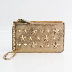 Jimmy Choo Nancy Women's Leather Studded Coin Purse/coin Case Metallic Gold