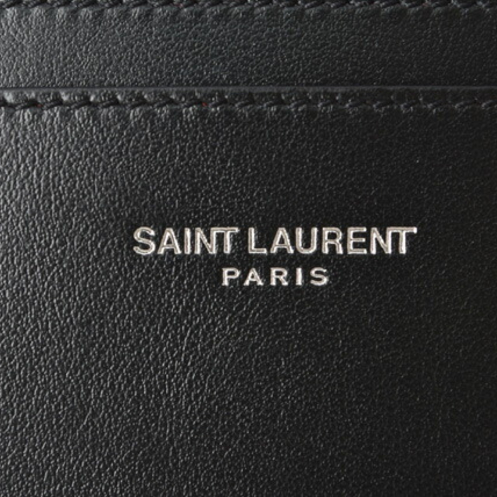 Saint Laurent Card Case Business Holder YSL SAINT LAURENT Logo Studs Leather Black