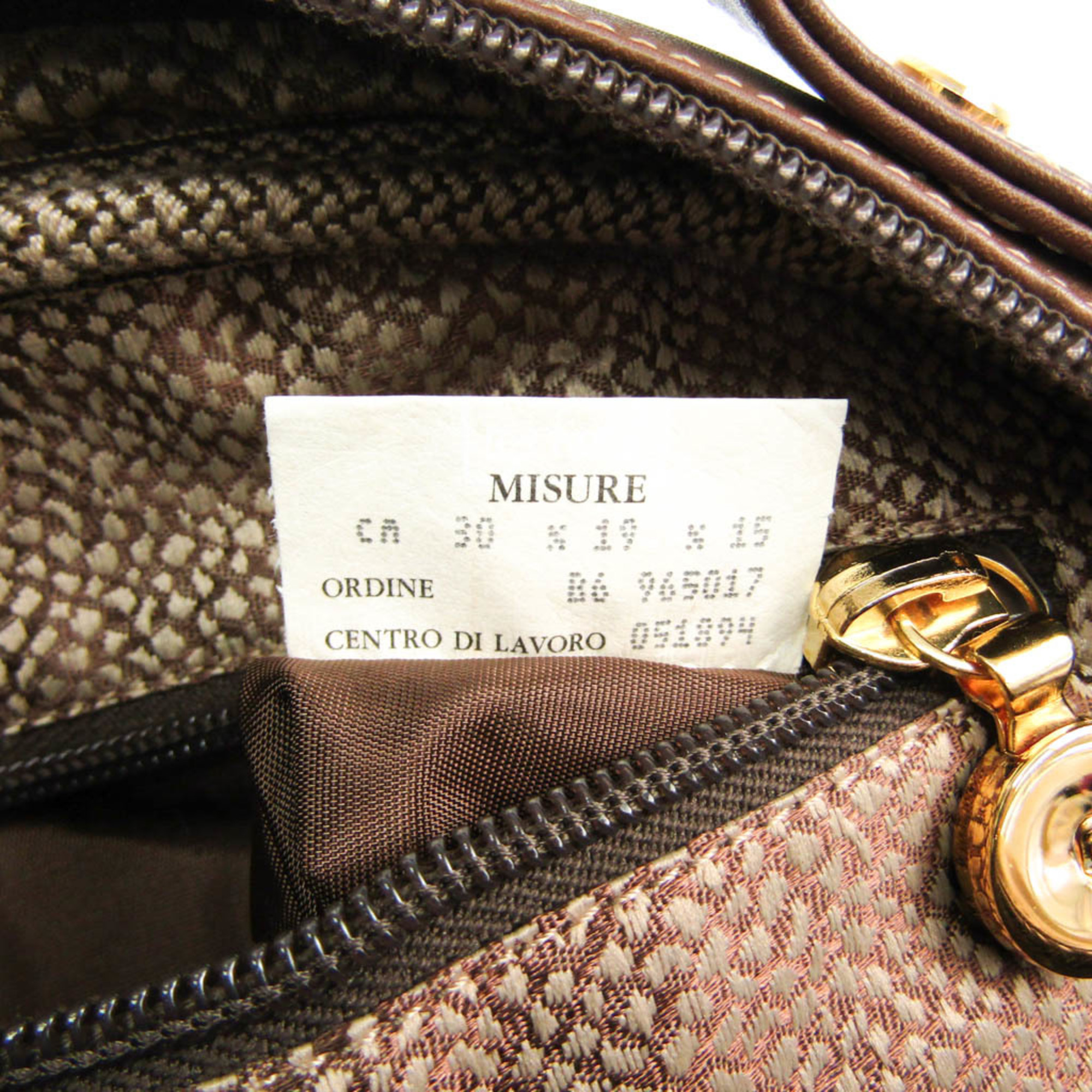 Borbonese Quail Pattern 913911 Women's Leather,Suede Handbag Beige,Dark Brown