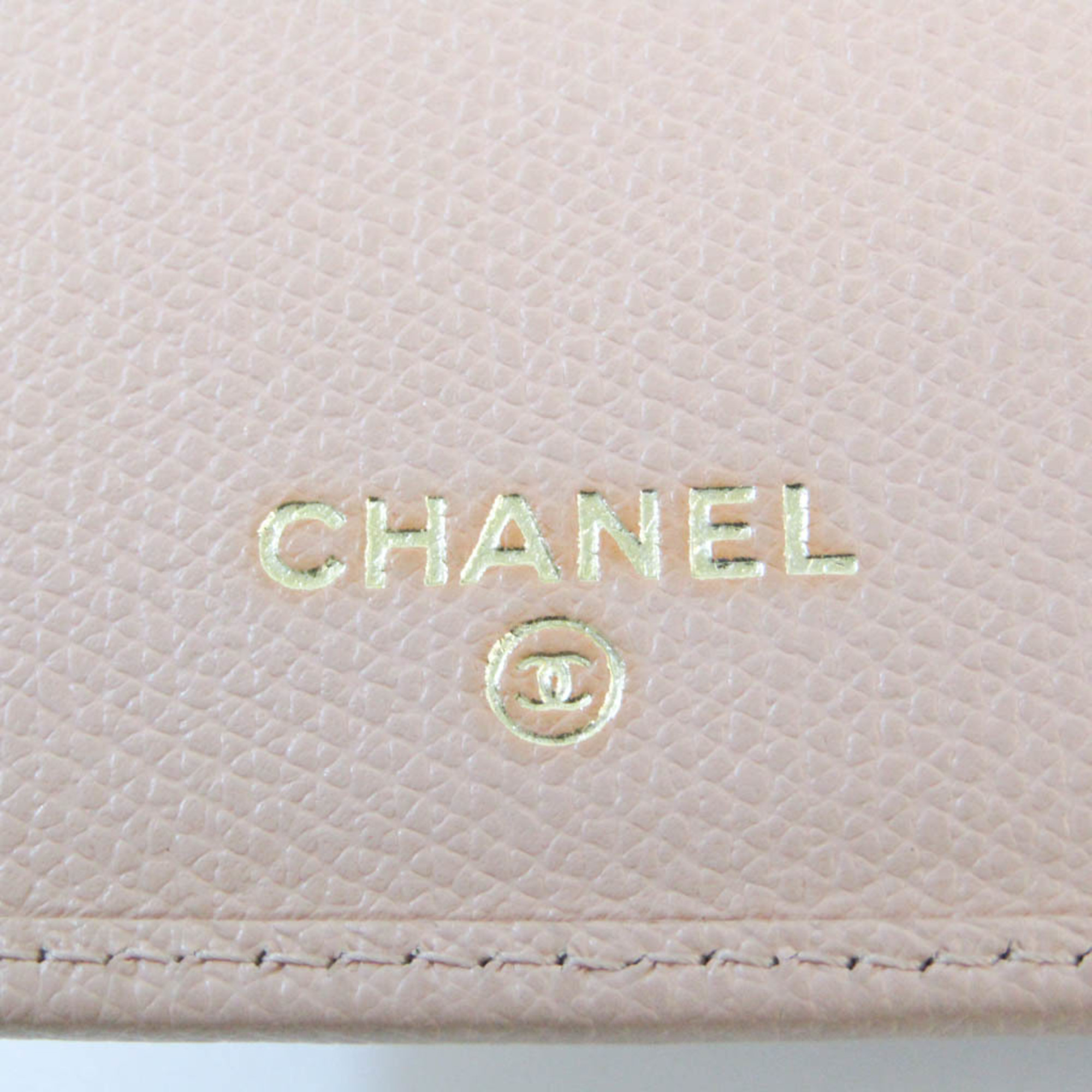 Chanel Coco Button Women's Leather Long Wallet (bi-fold) Light Beige