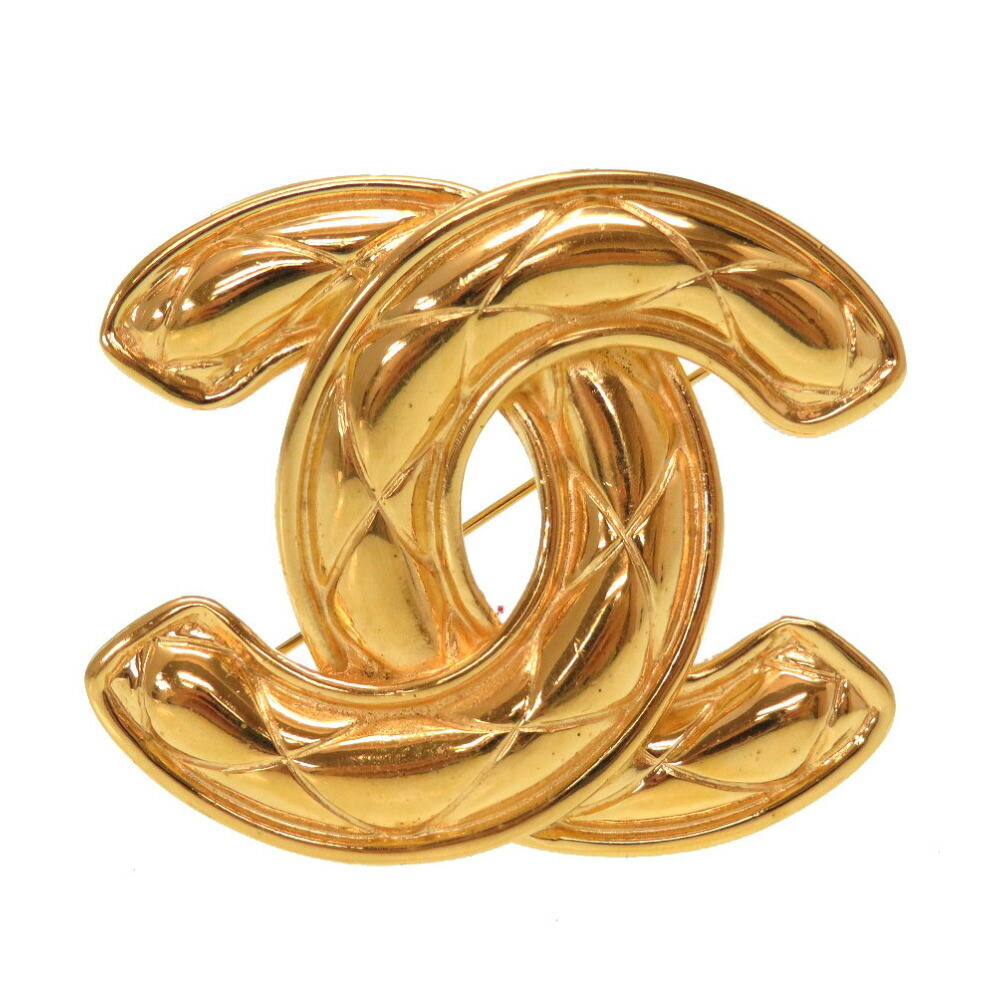 Chanel Vintage Matrasse Coco Mark Gold Metal Brooch Accessories