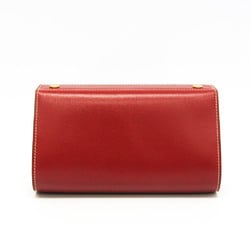 Hermes Karo PM Women's Box Calf Leather Pouch Red Brown