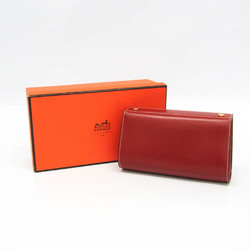 Hermes Karo PM Women's Box Calf Leather Pouch Red Brown