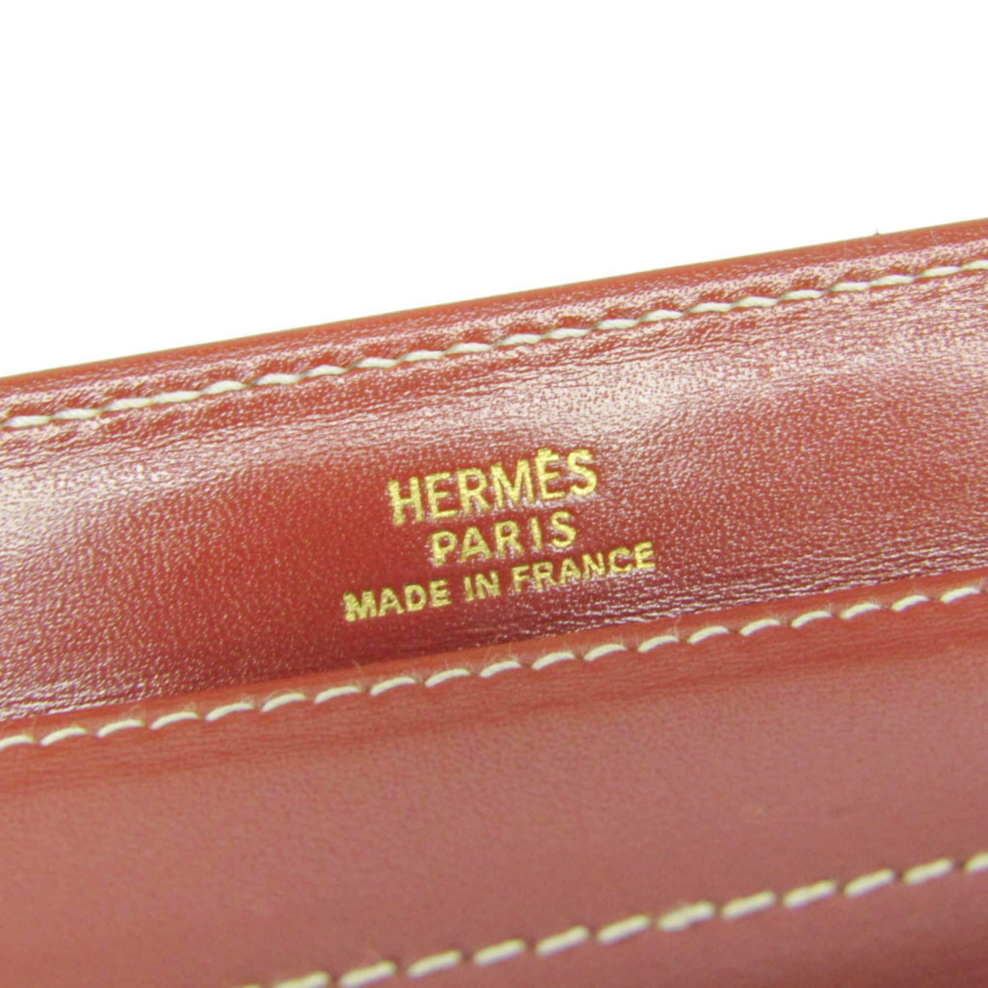 Hermes Karo PM Women's Box Calf Leather Pouch Red Brown