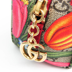 Gucci GG Flora Cosmetic Case 548394 Women's GG Supreme,Leather Pouch Beige,Dark Brown,Multi-color