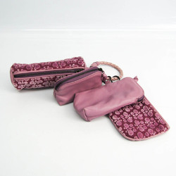 Bottega Veneta Intrecciato Multi-pouch Set Of 4 113063 Women's Leather,Suede Pouch Light Pink,Light Purple