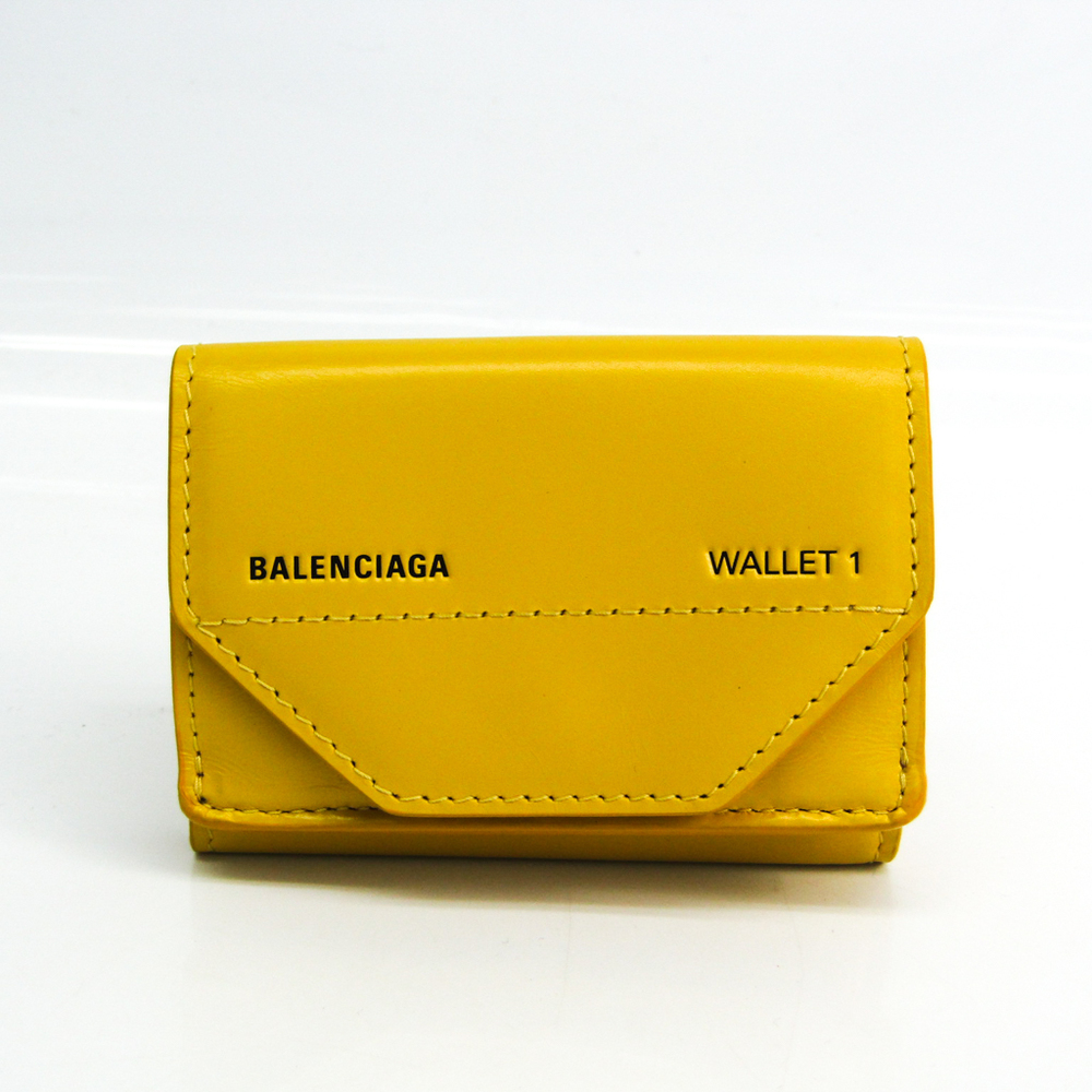 Balenciaga Compact Wallet Unisex Leather Wallet (tri-fold) Yellow | eLADY Globazone