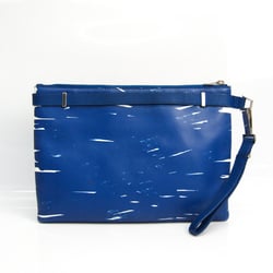 Balenciaga Ilias Clip 358308 Unisex Leather Clutch Bag Blue,White