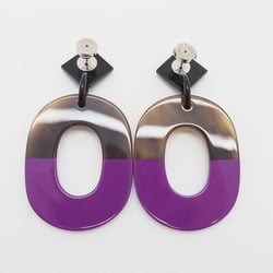 Hermes Buffalo Horn Earrings Brown Purple