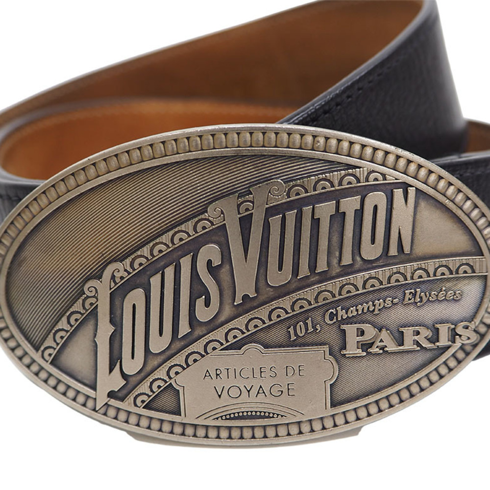 Louis Vuitton Black Satin Rhinestone Fleurs Runway Belt 85 CM