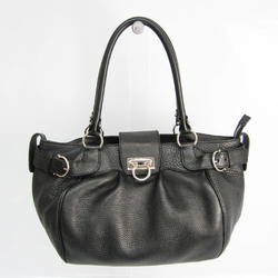 Salvatore Ferragamo Gancini DH-21 A050 Women's Leather Handbag Black