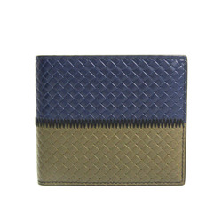 Bottega Veneta Micro Intrecciato Stitch Unisex Leather Bill Wallet (bi-fold) Black,Khaki,Navy,Orange