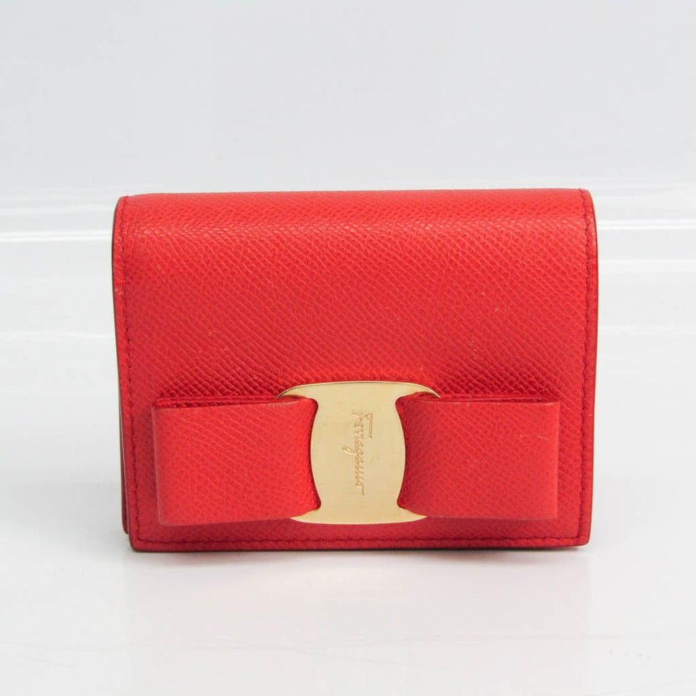 Salvatore Ferragamo Vara Ribbon JL-22 D515 Women's Leather Wallet (bi-fold)  Red Color | eLADY Globazone