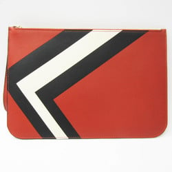 Valextra Women's Leather Clutch Bag Black,Off-white,Red Brown